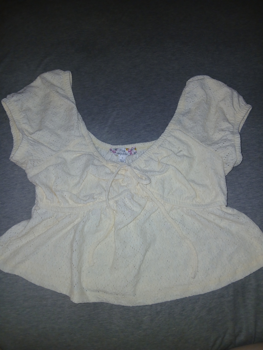 Pink Republic Cream Eyelet Peasant Top - Women's